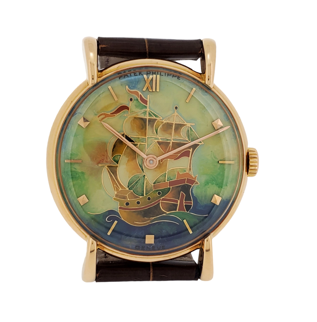 Patek Philippe 1543R Vintage Calatrava with Unique Cloisonne enamel dial, Circa 1946